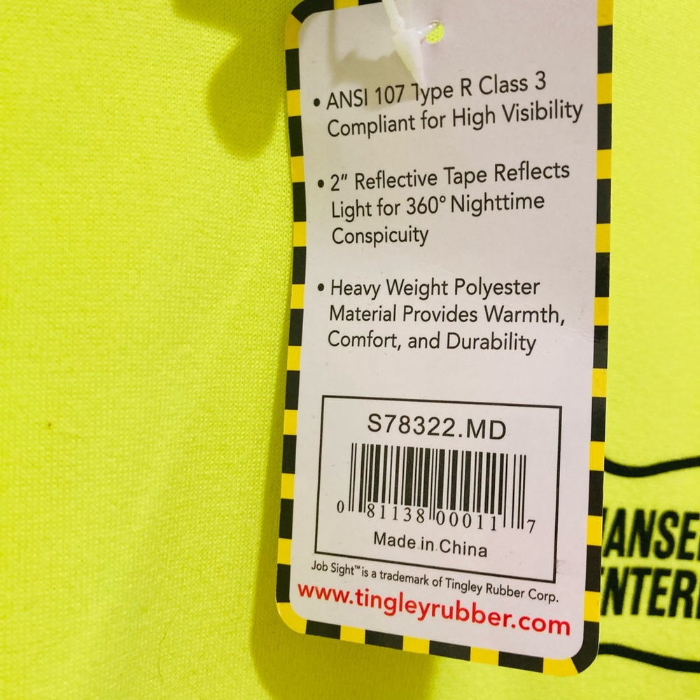 NWT TINGLEY High-Visibility Yellow and Black Men's Hoodie size M - Picture 4 of 5